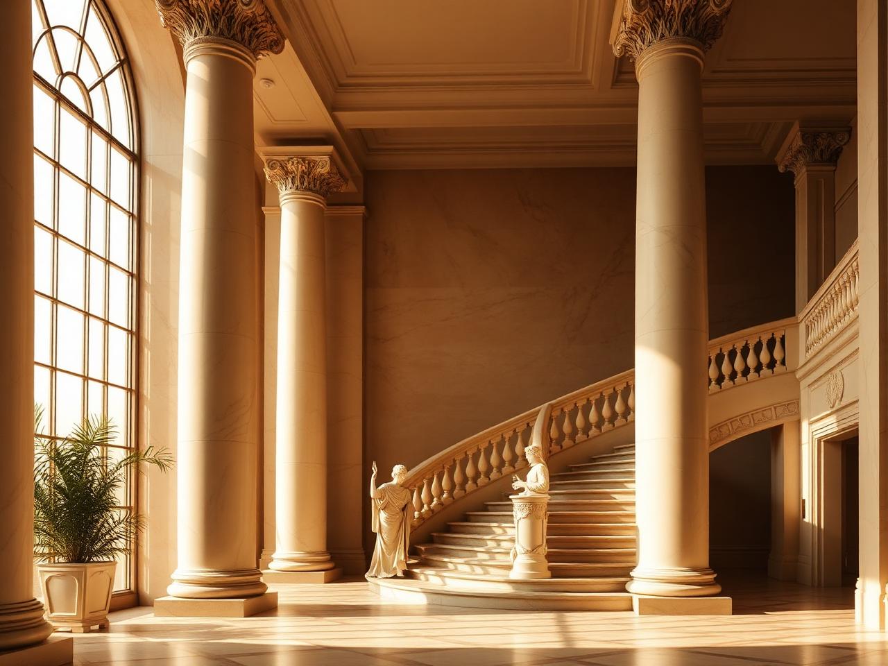Architecture institutionnelle baignée de lumière